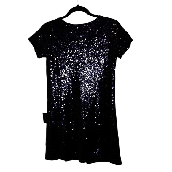Lulu's Light Up The Night Navy Sequin V-Neck Shirt Dress- Size XS - Picture 4 of 13